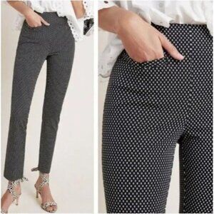Anthropologie Black and White Polka Dot Cropped Pants